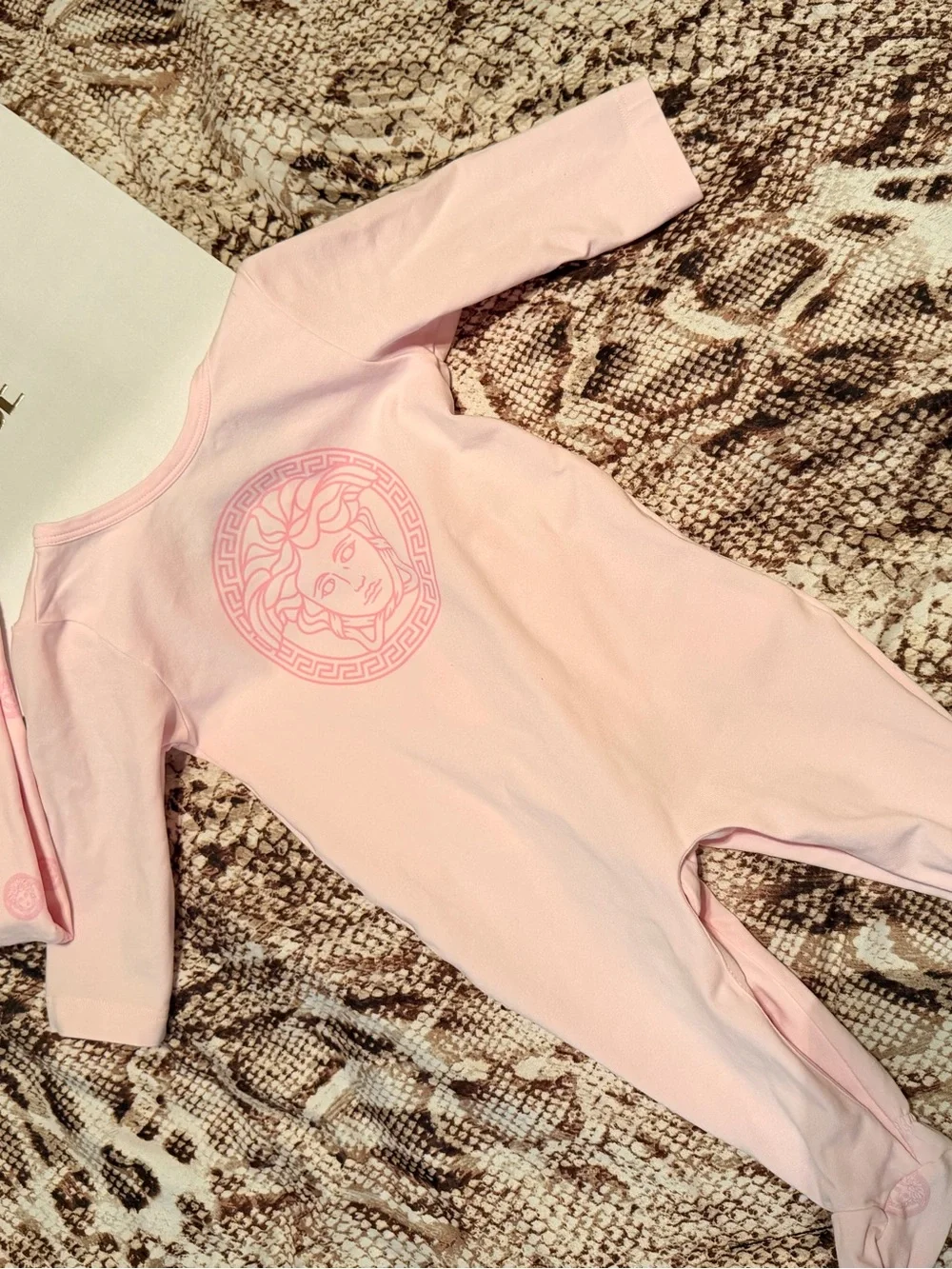 Versace Light Pink Medusa Footie One-Piece for Kids